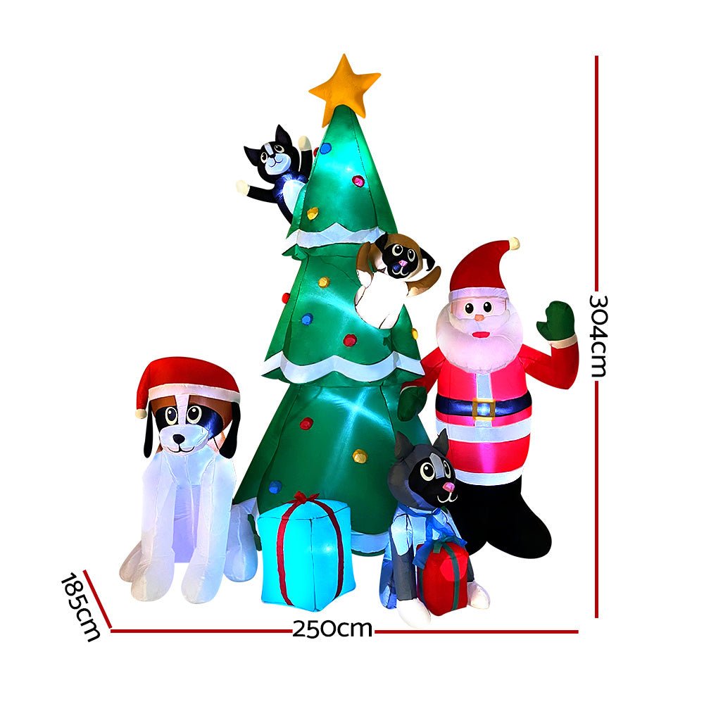 3M Inflatable Christmas Tree Santa Lights Outdoor Decorations - Bedzy Australia