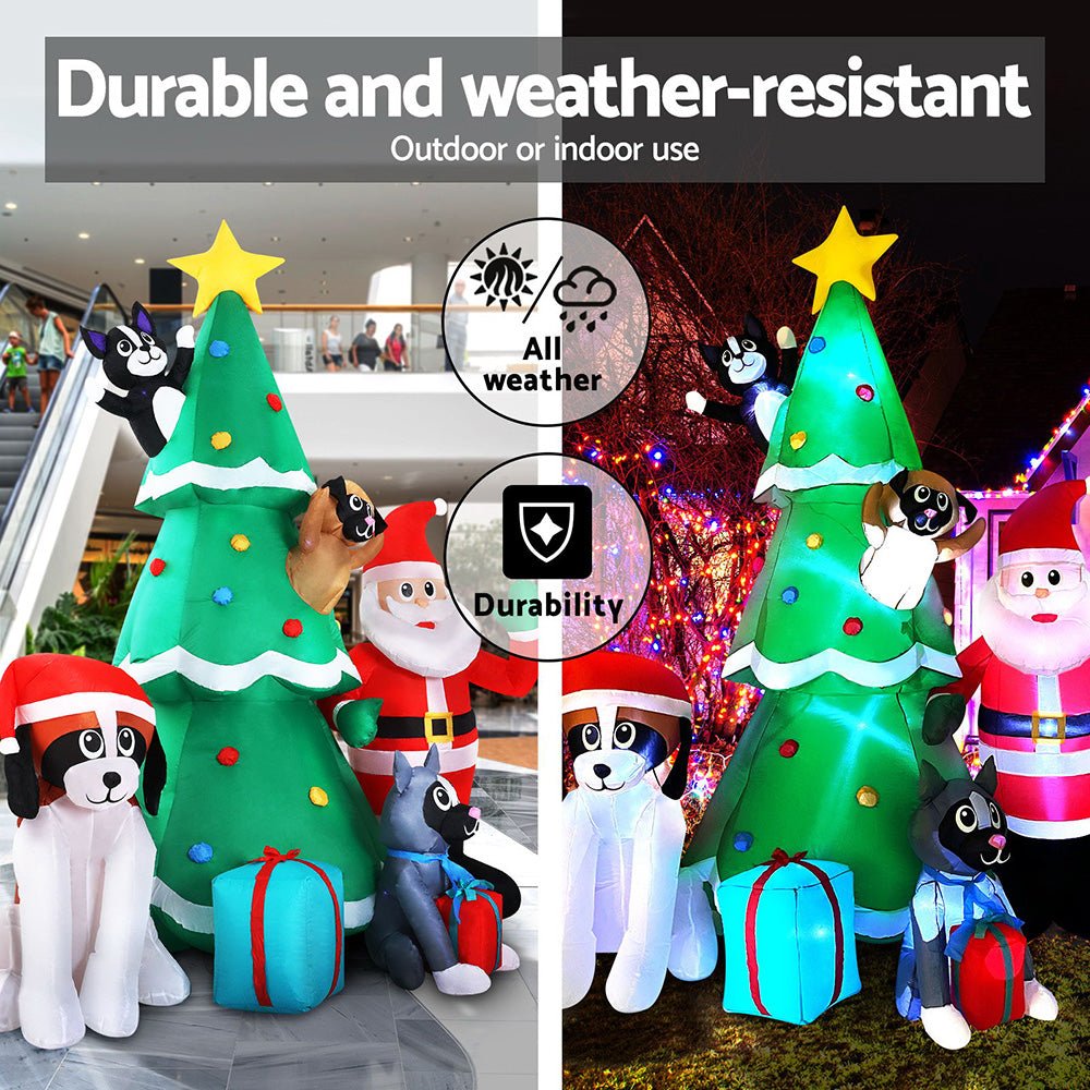 3M Inflatable Christmas Tree Santa Lights Outdoor Decorations - Bedzy Australia