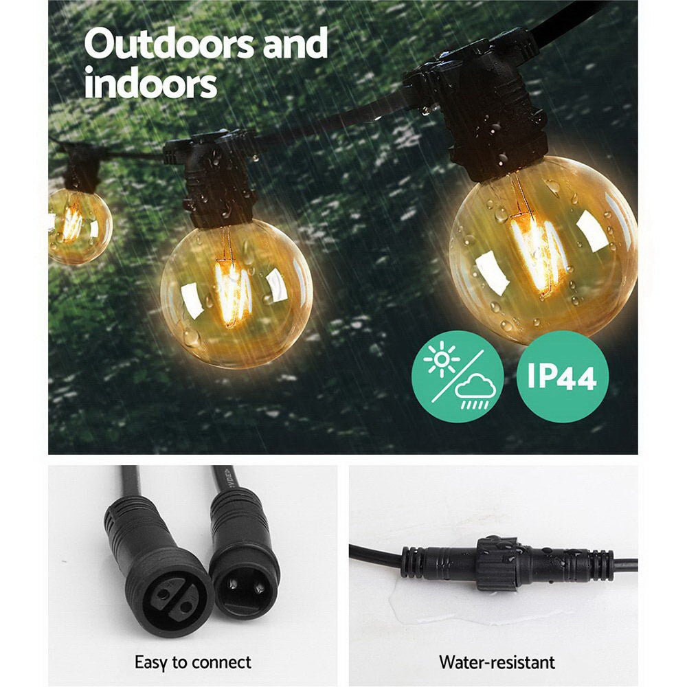 59m LED Festoon Lights Sting Lighting Kits Wedding Outdoor Party - Bedzy Australia