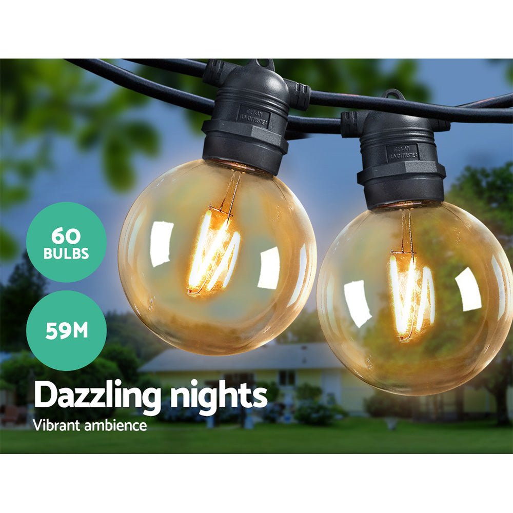 59m LED Festoon Lights Sting Lighting Kits Wedding Outdoor Party - Bedzy Australia