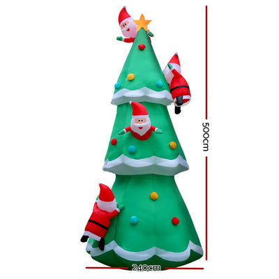 5M Christmas Inflatable Santa on Christmas Tree Xmas Decor LED - Bedzy Australia