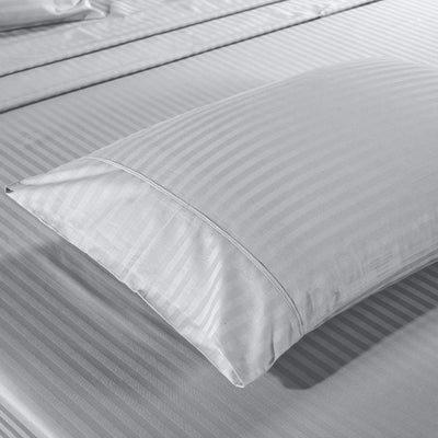 Kensington 1200 Thread Count 100% Egyptian Cotton Sheet Set Stripe Hotel Grade Double Silver - Bedzy Australia