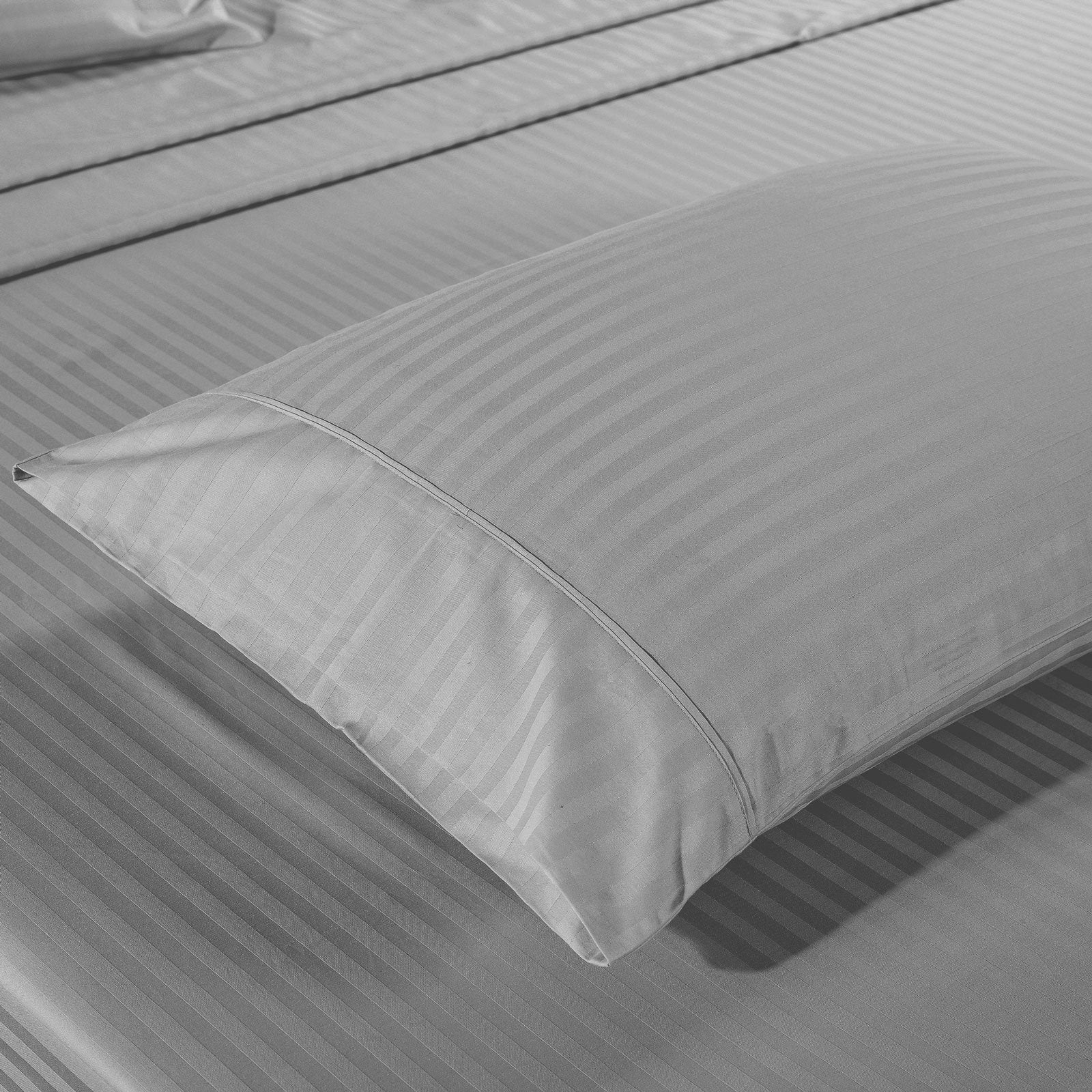 Kensington 1200 Thread Count 100% Egyptian Cotton Sheet Set Stripe Hotel Grade Double Silver - Bedzy Australia