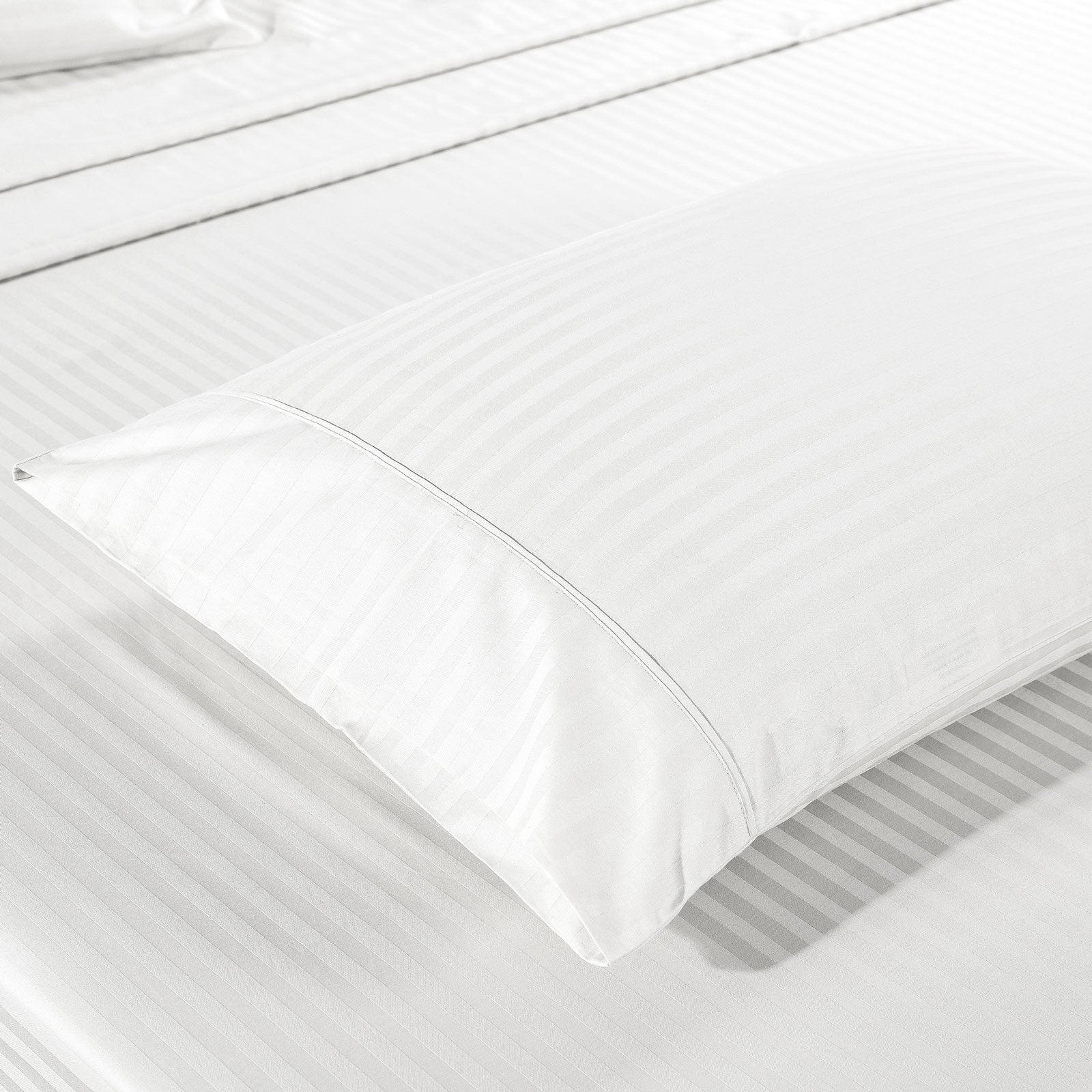 Kensington 1200 Thread Count 100% Egyptian Cotton Sheet Set Stripe Hotel Grade King White - Bedzy Australia