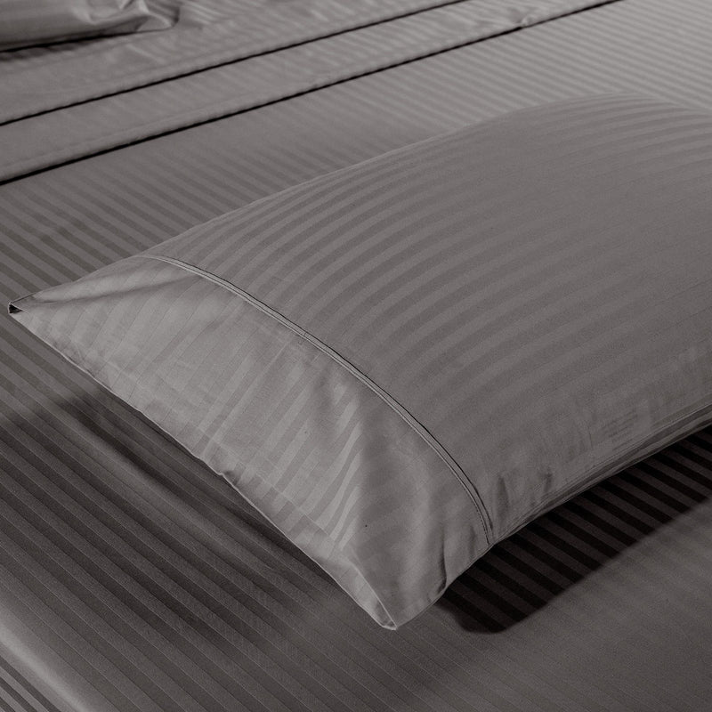 Kensington 1200 Thread Count 100% Egyptian Cotton Sheet Set Stripe Hotel Grade Queen Charcoal - Bedzy Australia - Home & Garden > Bedding