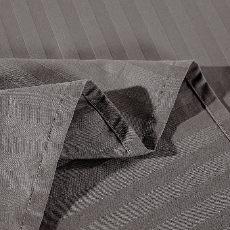 Kensington 1200 Thread Count 100% Egyptian Cotton Sheet Set Stripe Hotel Grade Queen Charcoal - Bedzy Australia - Home & Garden > Bedding