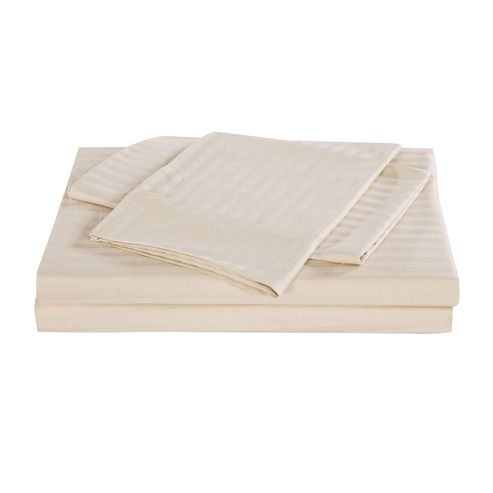 Kensington 1200 Thread Count 100% Egyptian Cotton Sheet Set Stripe Hotel Grade Queen Sand - Bedzy Australia