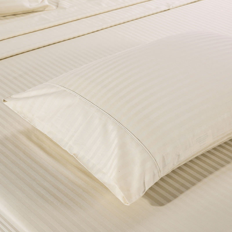 Kensington 1200 Thread Count 100% Egyptian Cotton Sheet Set Stripe Hotel Grade Queen Sand - Bedzy Australia