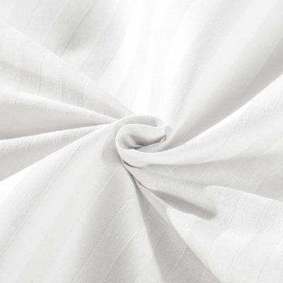 Kensington 1200 Thread Count 100% Egyptian Cotton Sheet Set Stripe Hotel Grade Queen White - Bedzy Australia
