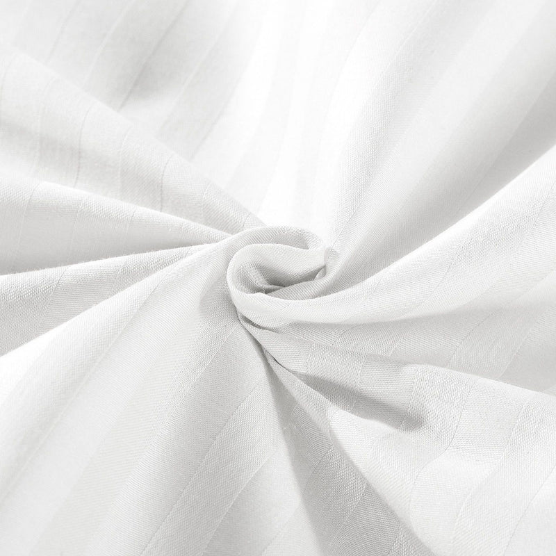 Kensington 1200 Thread Count 100% Egyptian Cotton Sheet Set Stripe Hotel Grade Queen White - Bedzy Australia