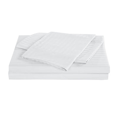 Kensington 1200 Thread Count 100% Egyptian Cotton Sheet Set Stripe Hotel Grade Queen White - Bedzy Australia