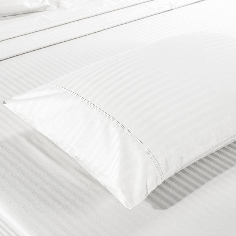 Kensington 1200 Thread Count 100% Egyptian Cotton Sheet Set Stripe Hotel Grade Queen White - Bedzy Australia