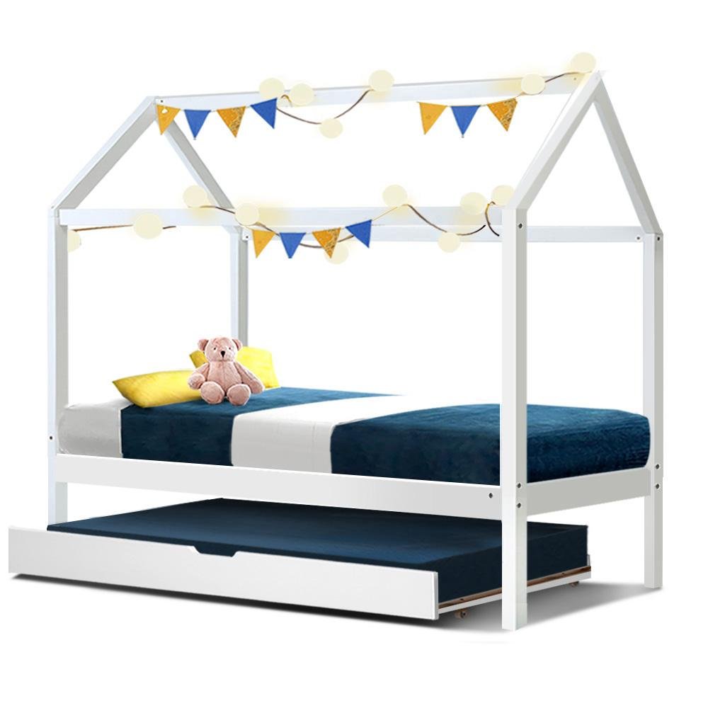 Kids Holy Wooden Single Bed Frame White - Bedzy Australia