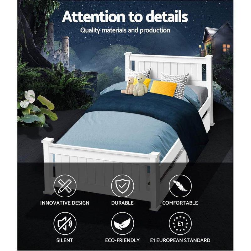 Kids Rio Single Storage Bed With Drawers White - Bedzy Australia - Furniture > Bedroom