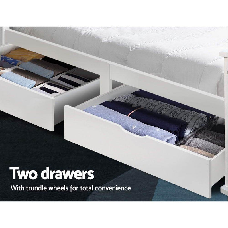 Kids Rio Single Storage Bed With Drawers White - Bedzy Australia - Furniture > Bedroom