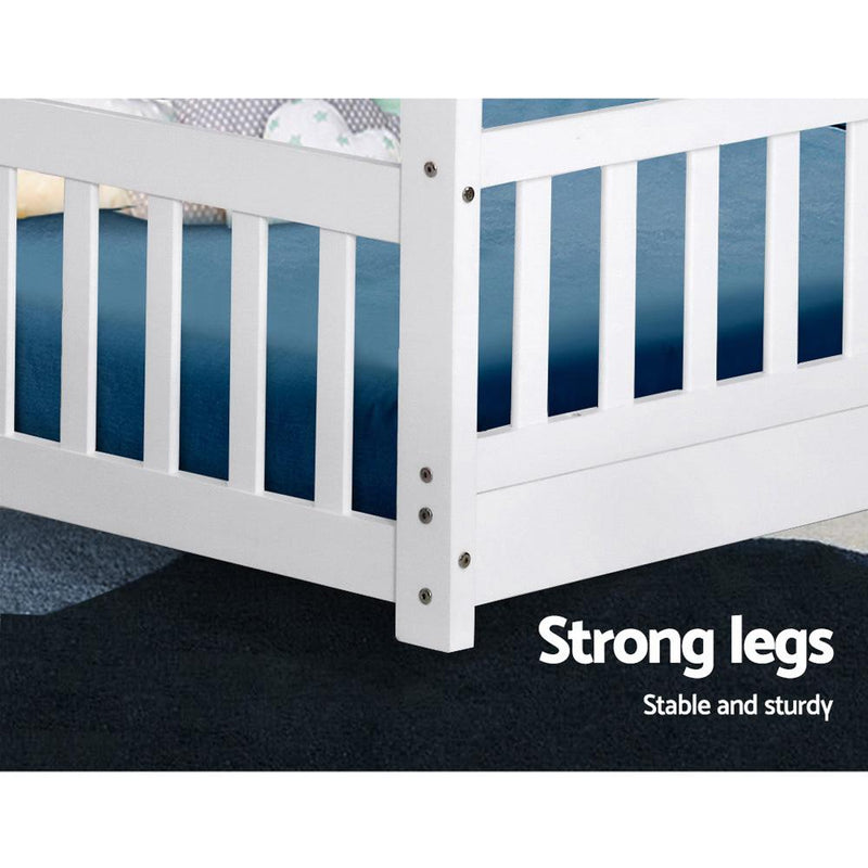 Kids Rock Wooden Single Bed Frame White - Bedzy Australia - Furniture > Bedroom