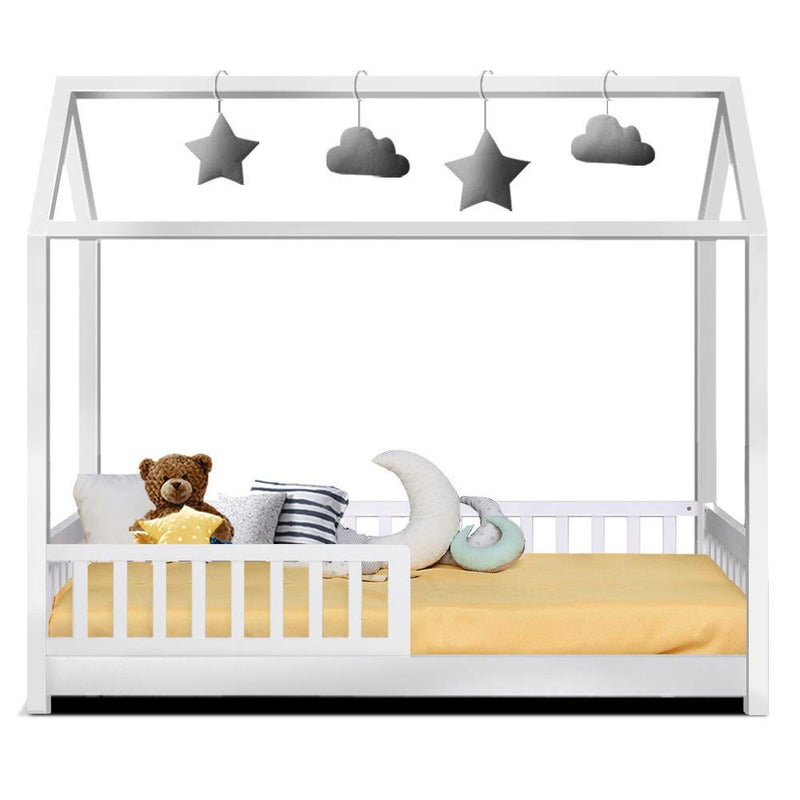 Kids Rock Wooden Single Bed Frame White - Bedzy Australia - Furniture > Bedroom
