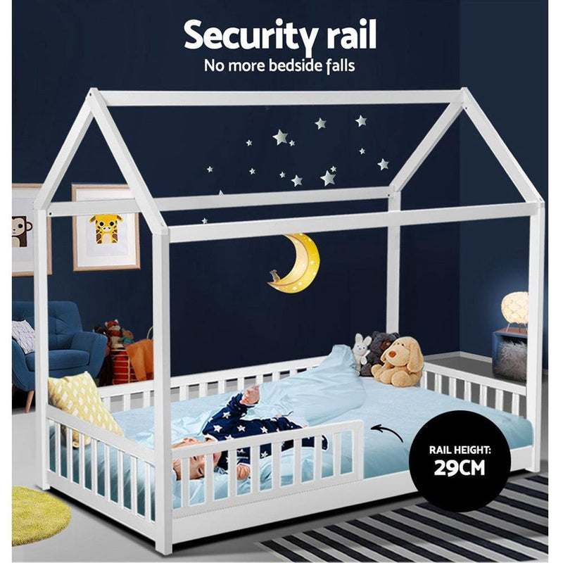 Kids Rock Wooden Single Bed Frame White - Bedzy Australia - Furniture > Bedroom