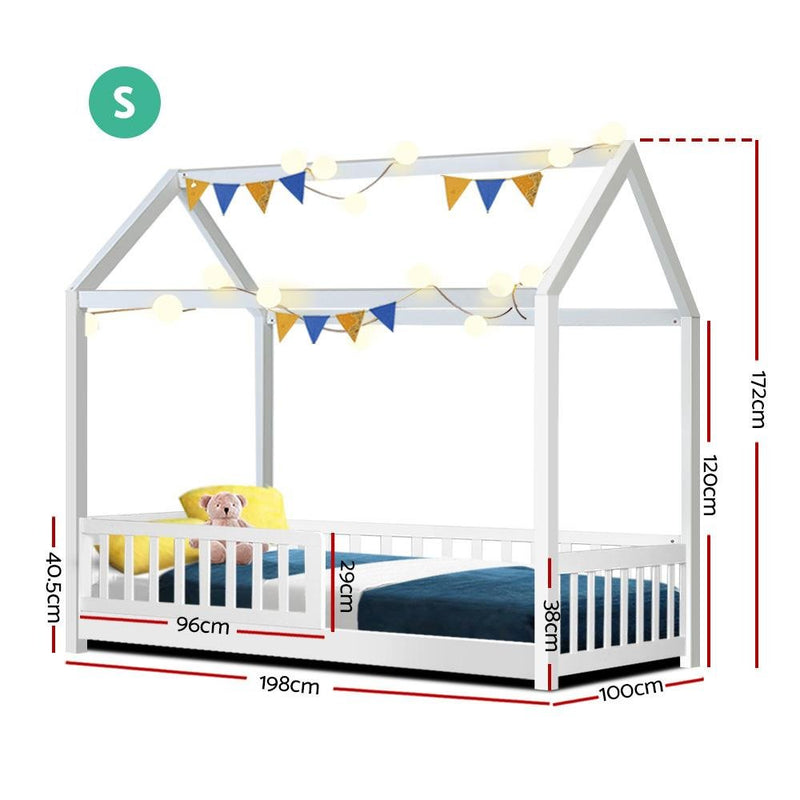 Kids Rock Wooden Single Bed Frame White - Bedzy Australia - Furniture > Bedroom
