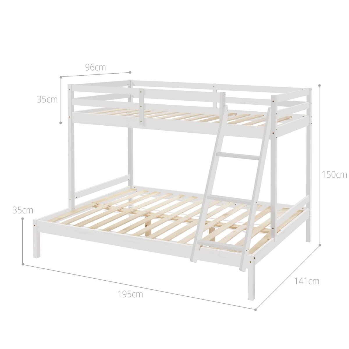 Kids Solid Timber Triple Bunk Bed Single over Double White - Bedzy Australia