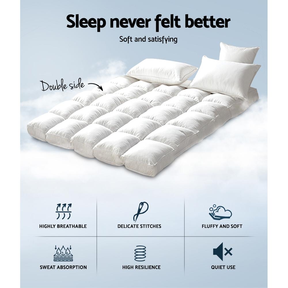 King Mattress Topper Bamboo Fibre Pillowtop Protector - Bedzy Australia