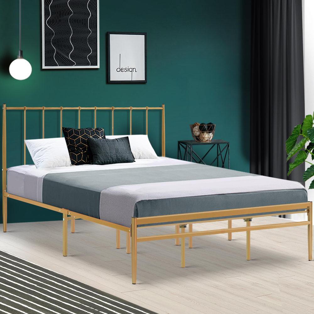 King Package | Amor Bed Gold & Bonita Euro Top Mattress (Medium Firm) - Bedzy Australia