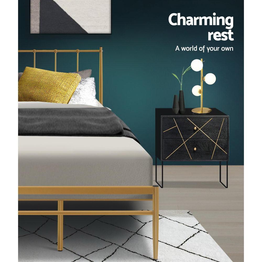 King Package | Amor Bed Gold & Bonita Euro Top Mattress (Medium Firm) - Bedzy Australia