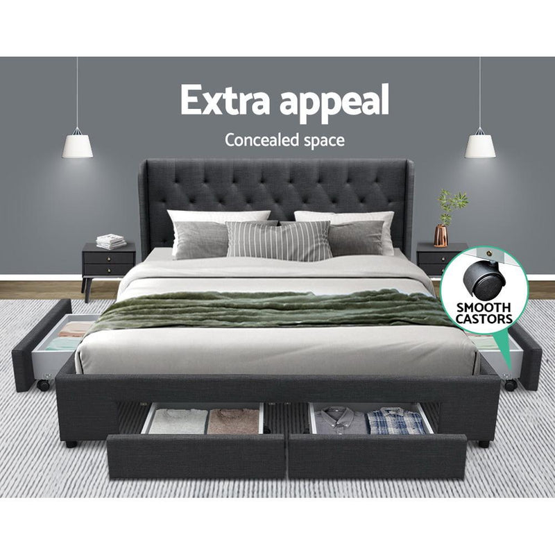 King Package | Avalon Bed Charcoal & Devon Euro Top Mattress (Medium) - Bedzy Australia