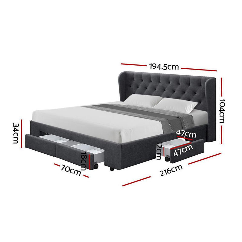 King Package | Avalon Bed Charcoal & Devon Euro Top Mattress (Medium) - Bedzy Australia
