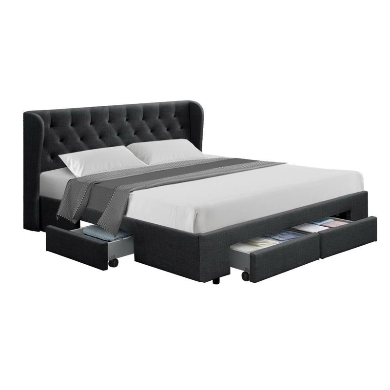 King Package | Avalon Bed Charcoal & Devon Euro Top Mattress (Medium) - Bedzy Australia