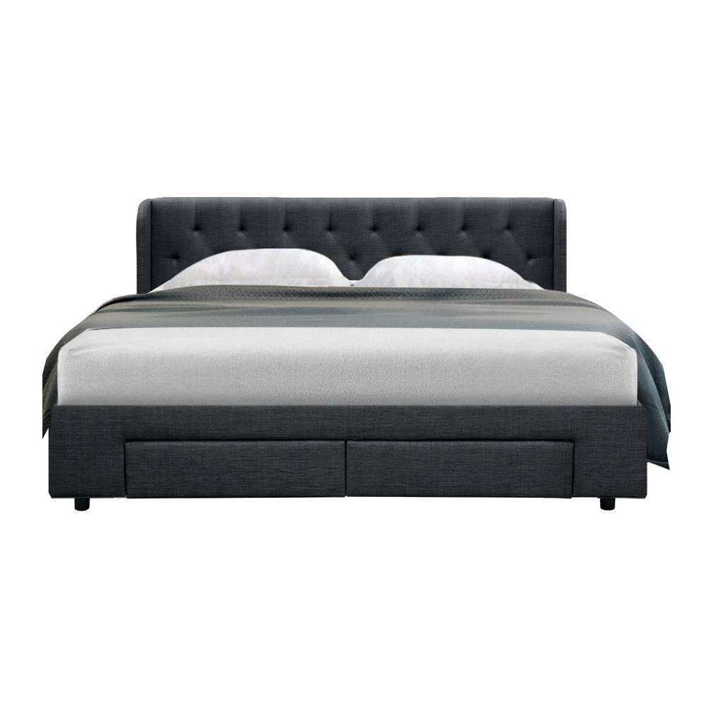 King Package | Avalon Bed Charcoal & Devon Euro Top Mattress (Medium) - Bedzy Australia