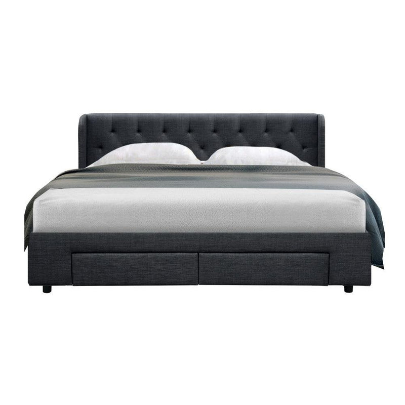 King Package | Avalon Bed Charcoal & Devon Euro Top Mattress (Medium) - Bedzy Australia