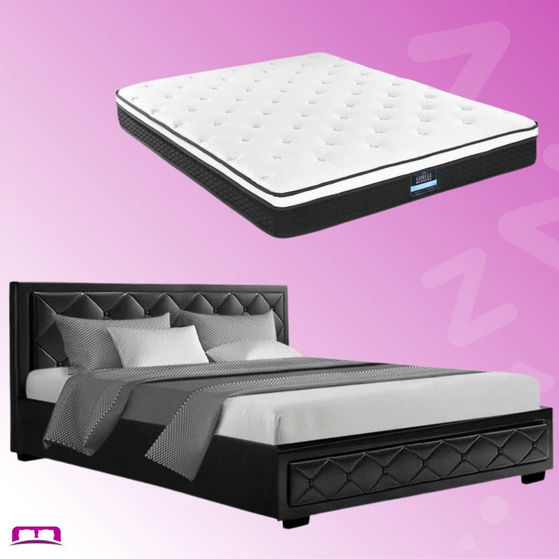 King Package | Bronte Bed Black & Bonita Euro Top Mattress (Medium Firm) - Bedzy Australia (ABN 18 642 972 209) -