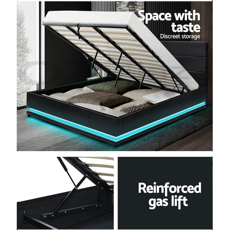 King Package | Henley LED Bed Black & Bonita Euro Top Mattress (Medium Firm) - Bedzy Australia (ABN 18 642 972 209) - Furniture > Bedroom