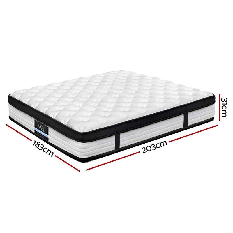 King Package | Henley LED Bed Black & Devon Euro Top Mattress (Medium) - Bedzy Australia (ABN 18 642 972 209) - Furniture > Bedroom