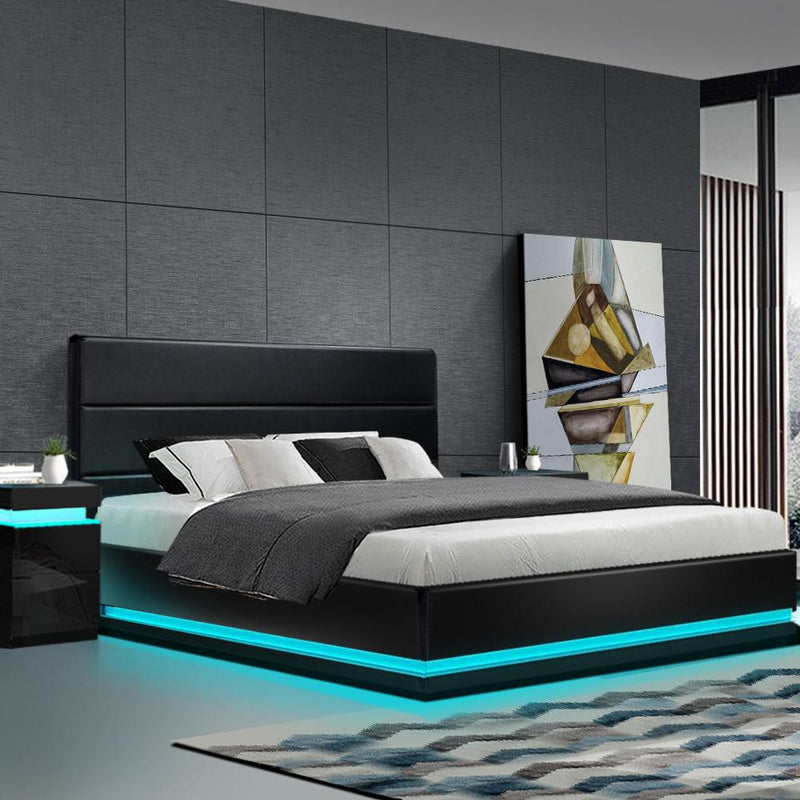 King Package | Henley LED Bed Black & Devon Euro Top Mattress (Medium) - Bedzy Australia (ABN 18 642 972 209) - Furniture > Bedroom