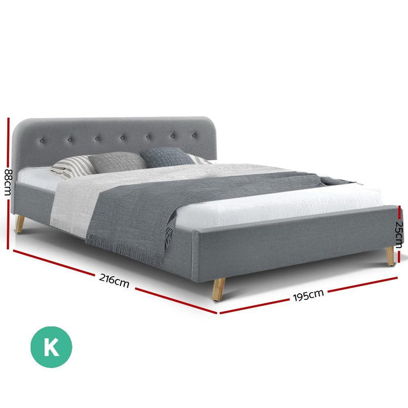 King Package | Tarcoola Bed Grey & Normay Pillow Top Mattress (Medium Firm) - Bedzy Australia