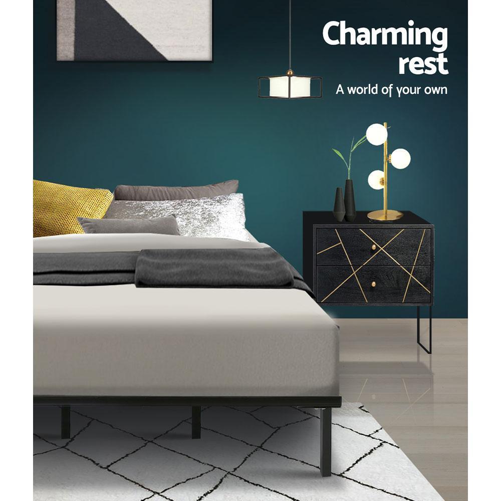 King Package | Ted Metal Bed Black & Normay Pillow Top Mattress (Medium Firm) - Bedzy Australia
