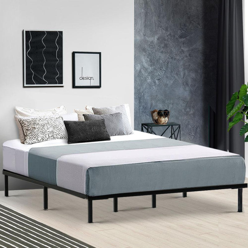 King Package | Ted Metal Bed Black & Normay Pillow Top Mattress (Medium Firm) - Bedzy Australia