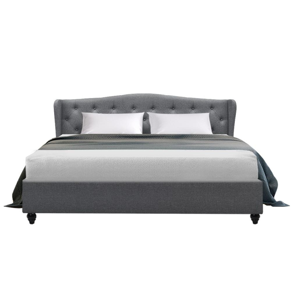 King Premium Package | Altona Bed Grey, Algarve Euro Top Mattress (Medium Firm) & Bamboo Mattress Topper! - Bedzy Australia