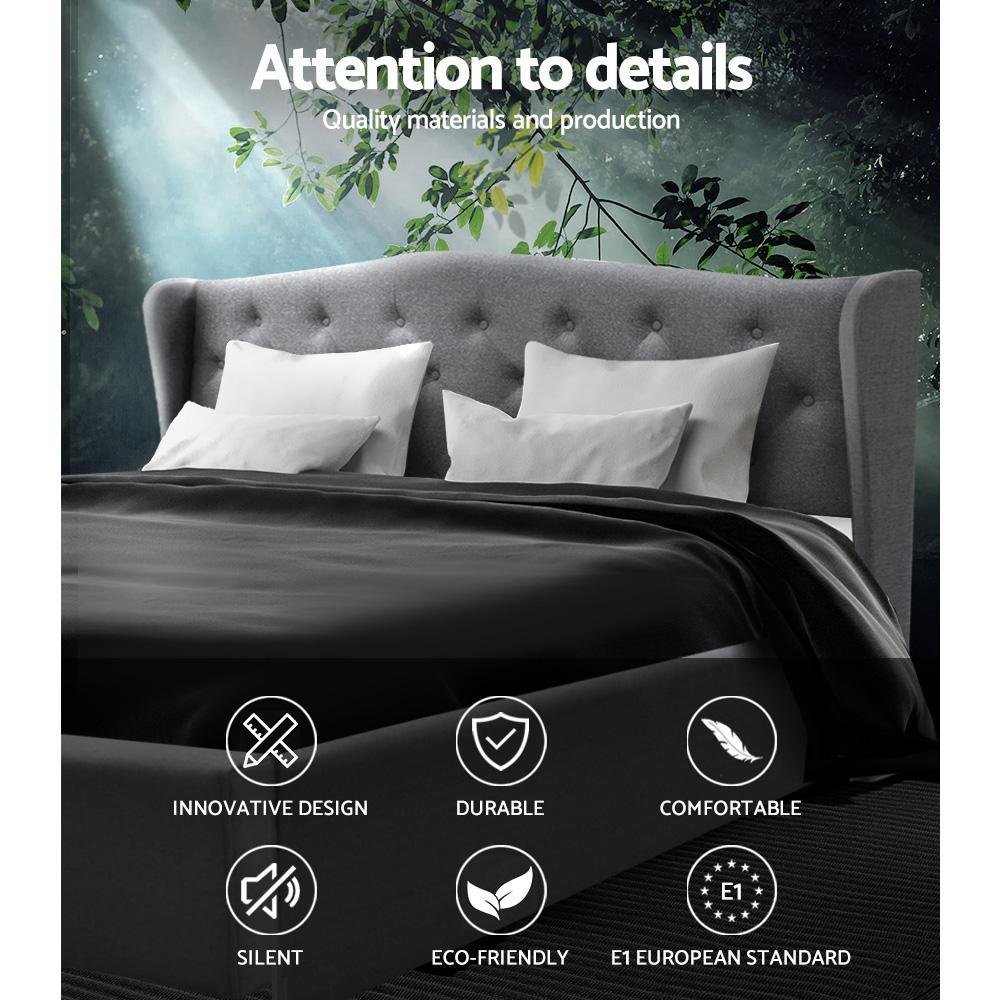 King Premium Package | Altona Bed Grey, Algarve Euro Top Mattress (Medium Firm) & Bamboo Mattress Topper! - Bedzy Australia