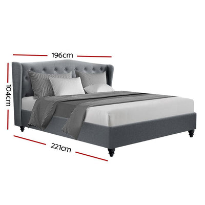 King Premium Package | Altona Bed Grey, Algarve Euro Top Mattress (Medium Firm) & Bamboo Mattress Topper! - Bedzy Australia