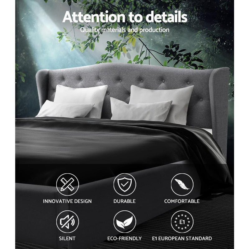 King Premium Package | Altona Bed Grey, Luna Series Euro Top Mattress (Medium Firm) & Bonus Mattress Topper! - Bedzy Australia - Furniture > Bedroom