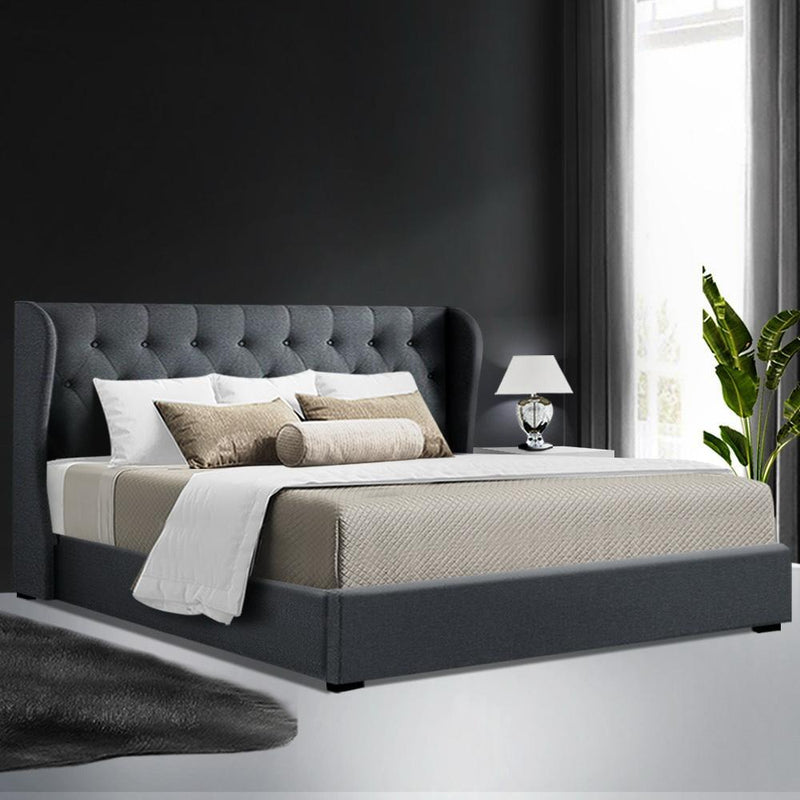 King Premium Package | Elouera Bed Charcoal, Algarve Euro Top Mattress (Medium Firm) & Deluxe Mattress Topper! - Bedzy Australia