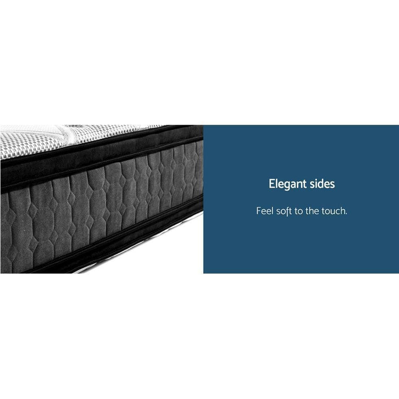 King Premium Package | Elouera Bed Charcoal, Luna Series Euro Top Mattress (Medium Firm) & Bamboo Mattress Topper! - Bedzy Australia