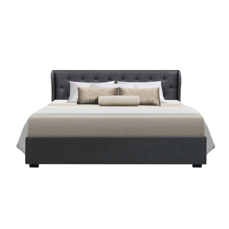 King Premium Package | Elouera Bed Charcoal, Luna Series Euro Top Mattress (Medium Firm) & Bamboo Mattress Topper! - Bedzy Australia