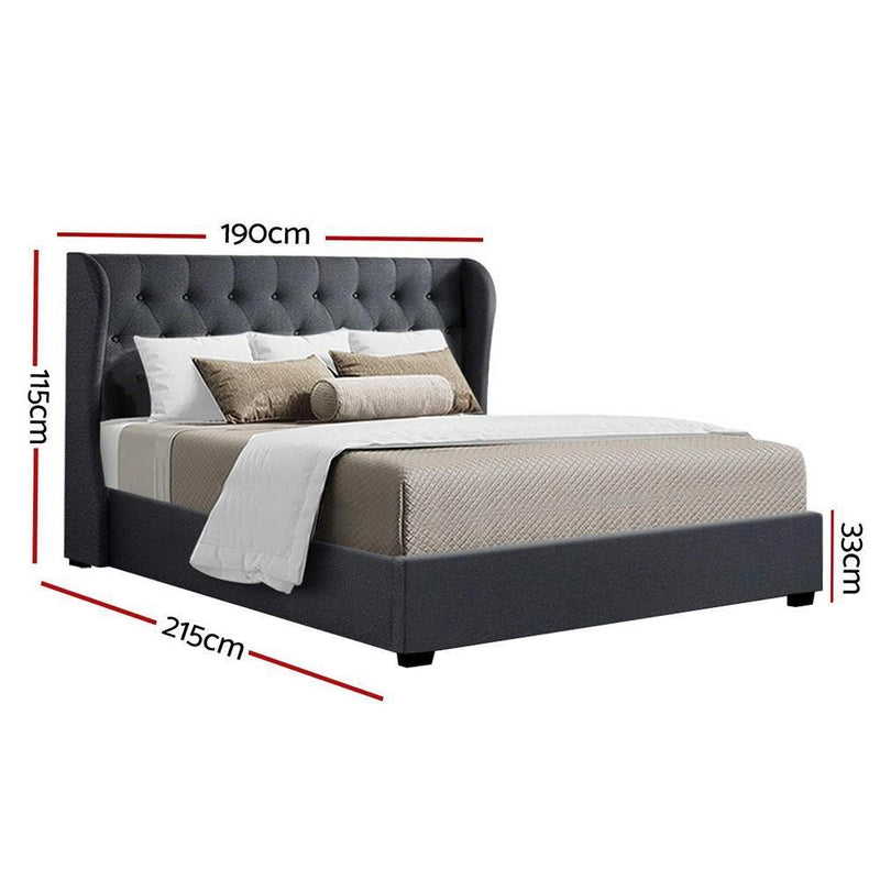 King Premium Package | Elouera Bed Charcoal, Luna Series Euro Top Mattress (Medium Firm) & Bonus Mattress Topper! - Bedzy Australia - Furniture > Bedroom