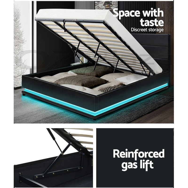 King Premium Package | Henley LED Bed Black, Luna Series Euro Top Mattress (Medium Firm) & Bonus Mattress Topper! - Bedzy Australia - Furniture > Bedroom