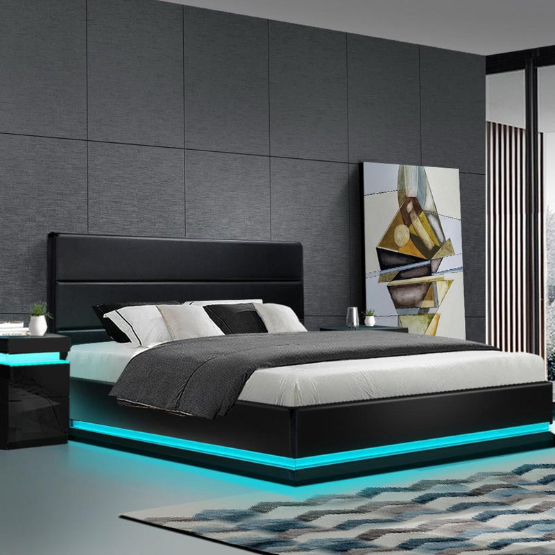King Premium Package | Henley LED Bed Black, Luna Series Euro Top Mattress (Medium Firm) & Bonus Mattress Topper! - Bedzy Australia - Furniture > Bedroom