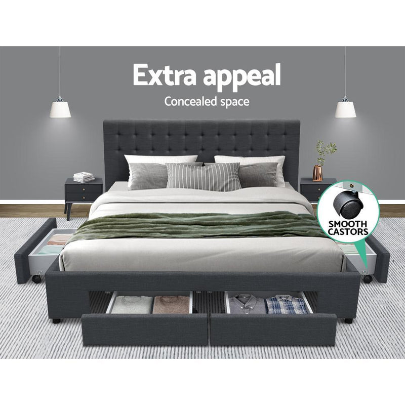 King Premium Package | Trinity Bed Charcoal, Algarve Euro Top Mattress (Medium Firm) & Deluxe Mattress Topper! - Bedzy Australia (ABN 18 642 972 209) - Furniture > Bedroom